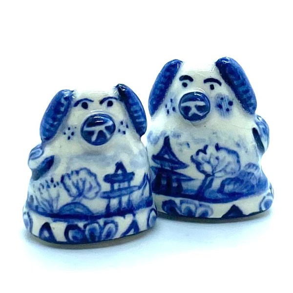 Pair of Blue & White Porcelain&nbsp;Dogs
