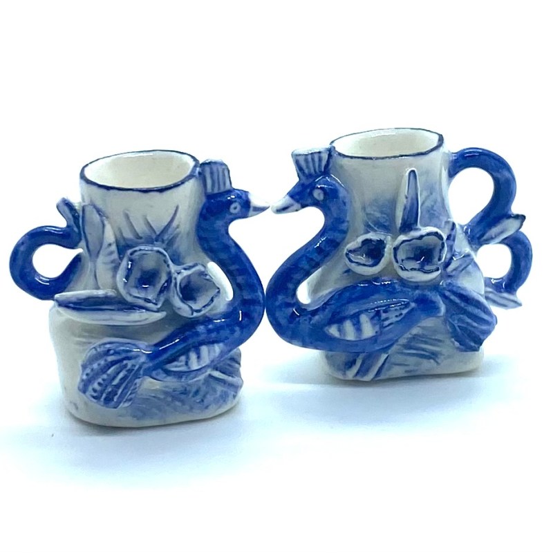 Blue & White Peacock&nbsp;Vases