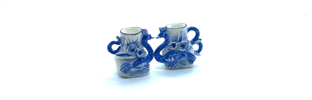 Blue & White Peacock&nbsp;Vases
