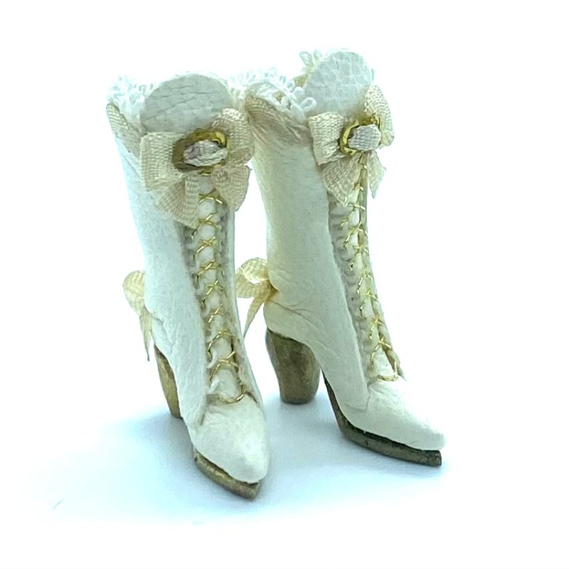 White Leather Bridal&nbsp;Boots