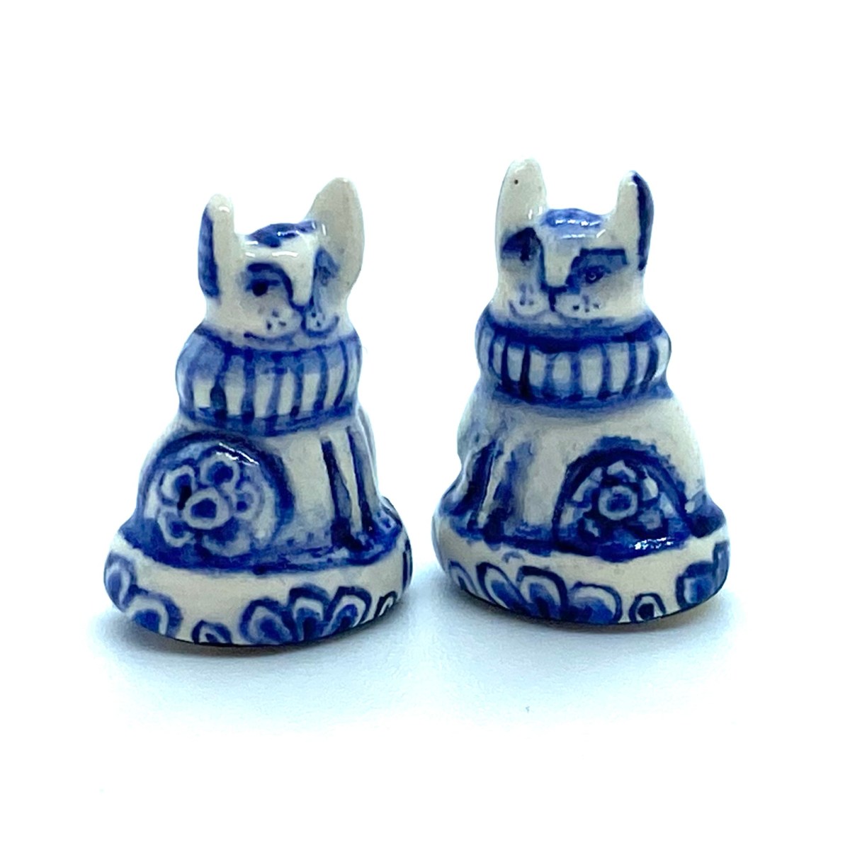 Pair of Blue & White Porcelain&nbsp;Cats
