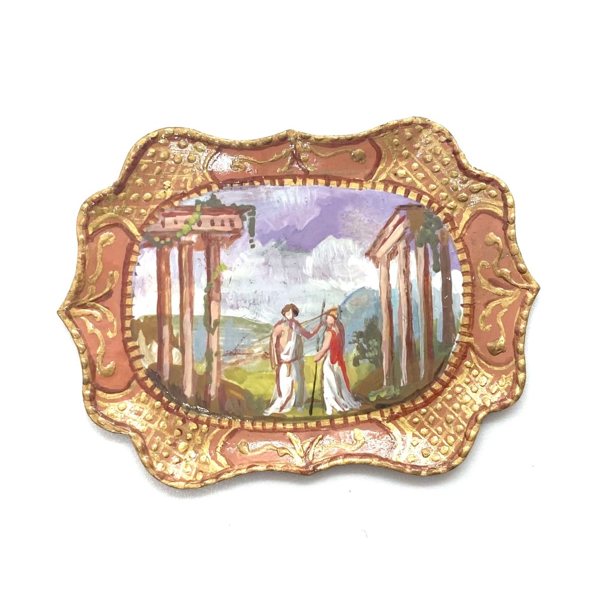 Pink and Bronze Tray with Classical&nbsp;Scene