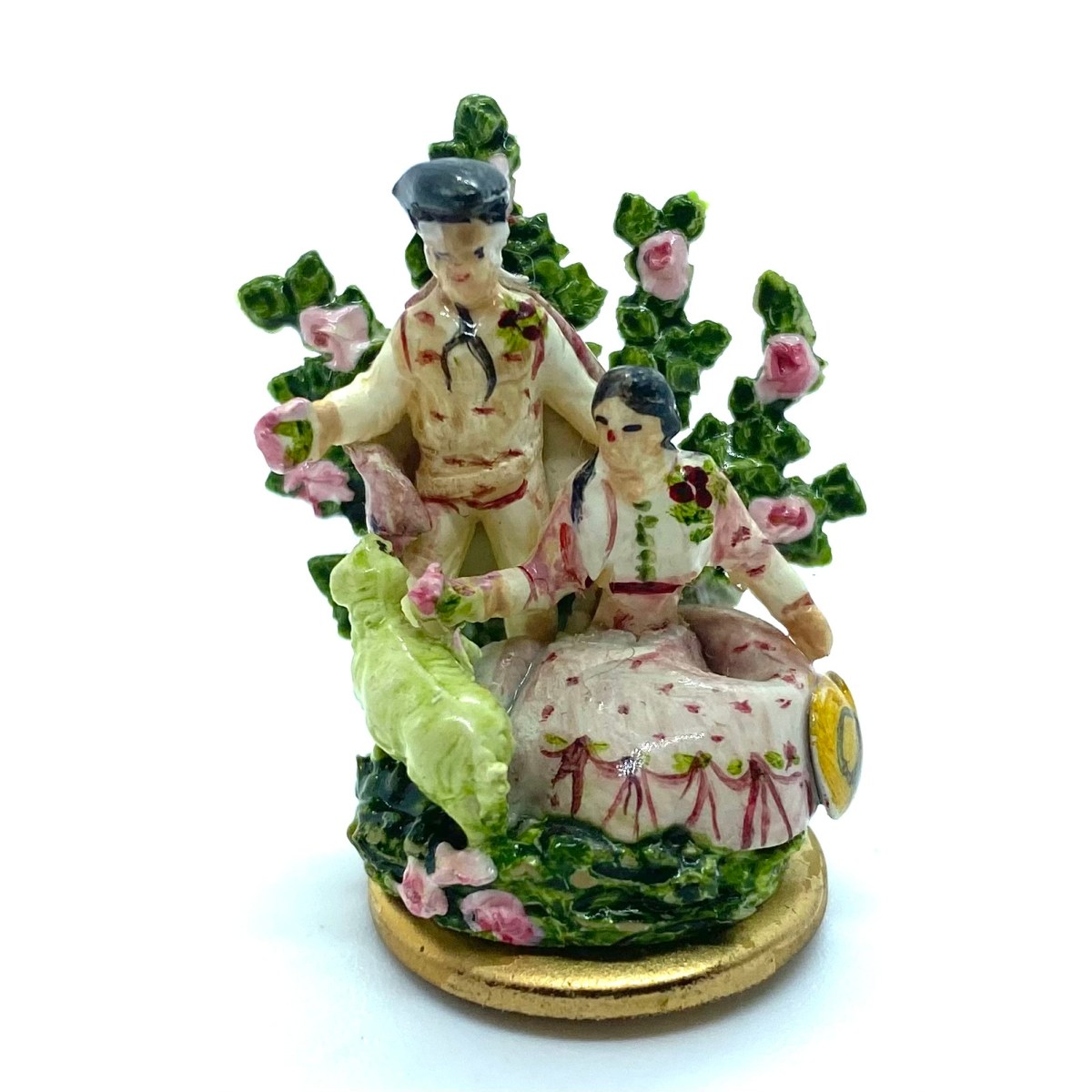 Staffordshire Couple in Pink with&nbsp;Lamb