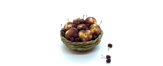 Basket of Peaches and&nbsp;Cherries